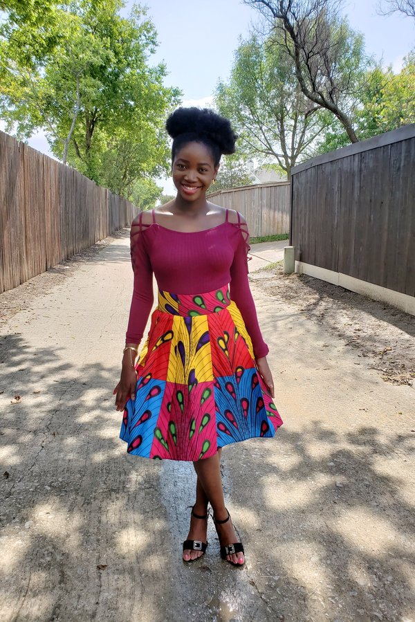 African Print Sere Midi Skirt