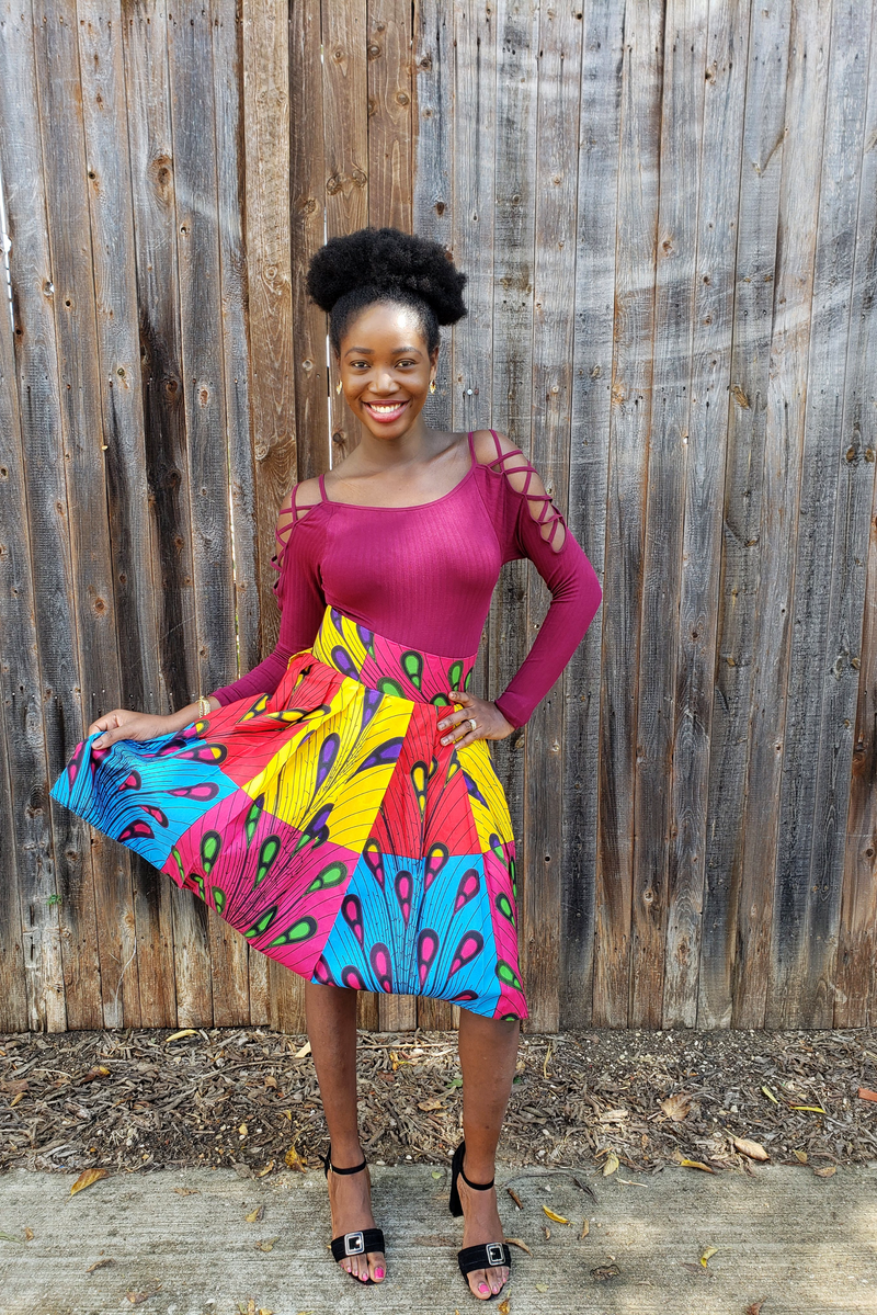 African Print Sere Midi Skirt