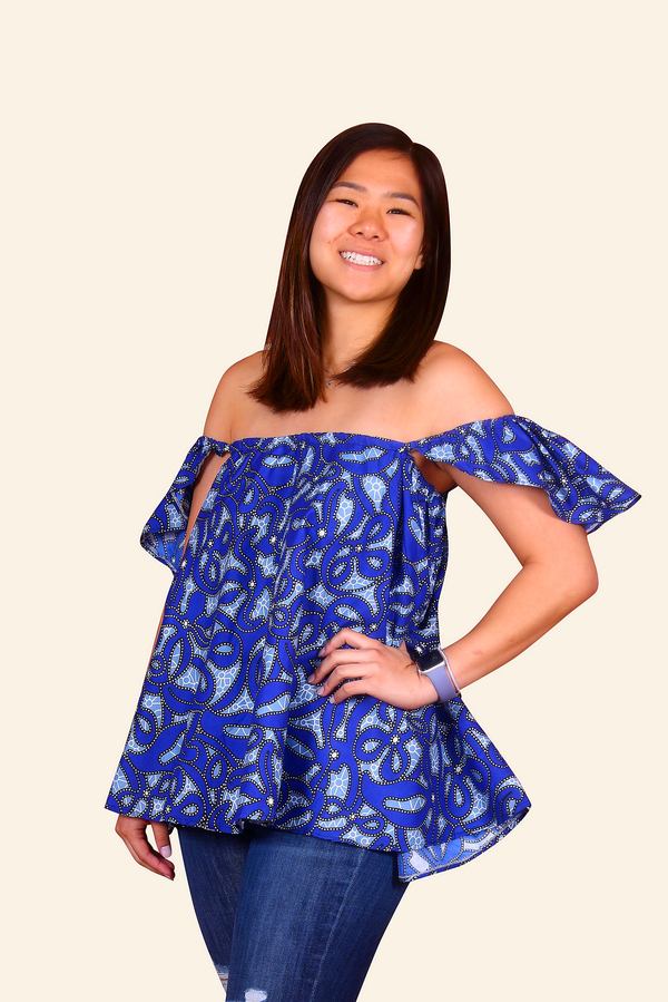 Kemi African Print Strapless Top (Blue)