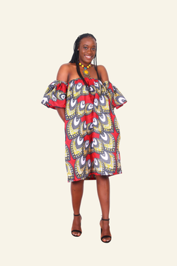 African Print Ego Midi Dress - Oludan