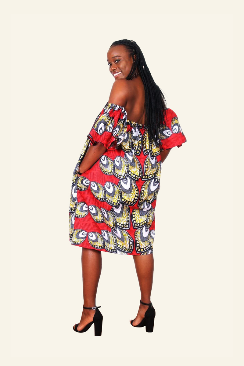 African Print Ego Midi Dress - Oludan