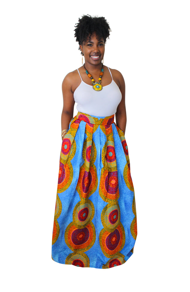 African Print Uzo Maxi Skirt (Multicolored) - Oludan