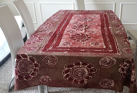 African Print Maroon Batik Tablecloth - Oludan