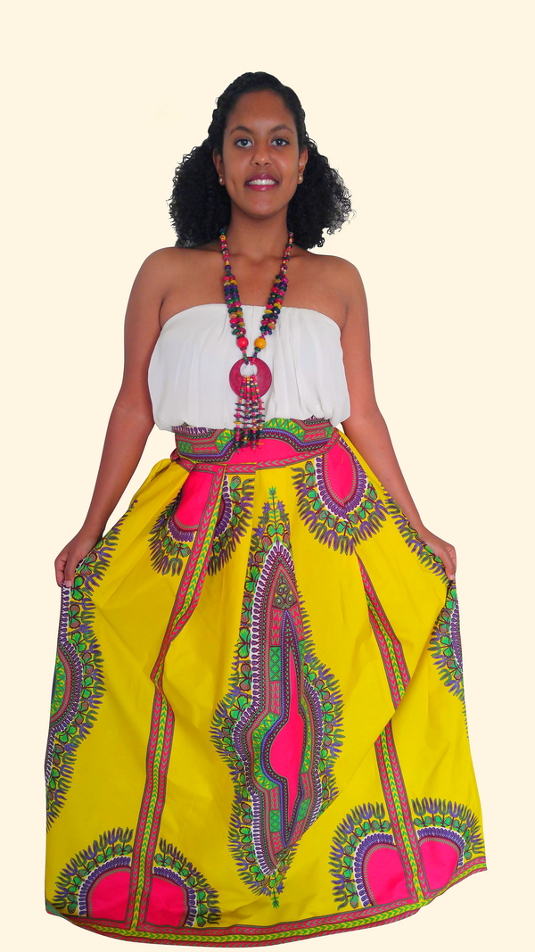 African Print Dele Dashiki Maxi Skirt