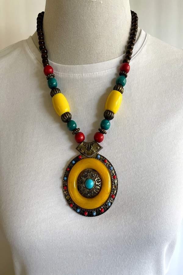 Yellow Circle African Tribal Necklace