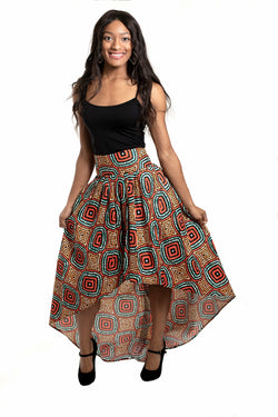 African Print Osamuede High Low Skirt