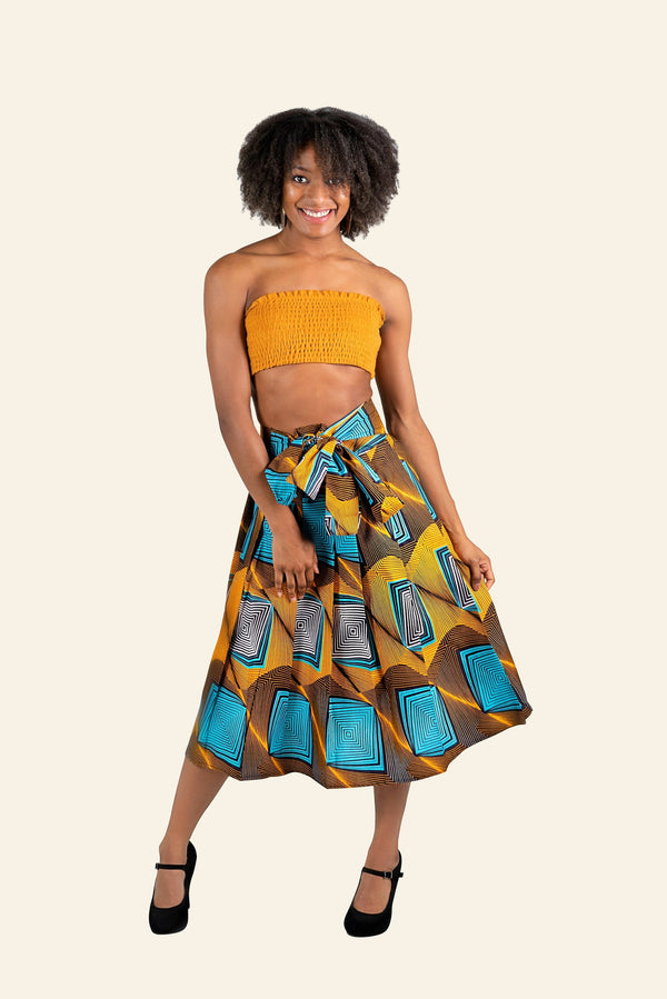 African Print Apo Midi Skirt