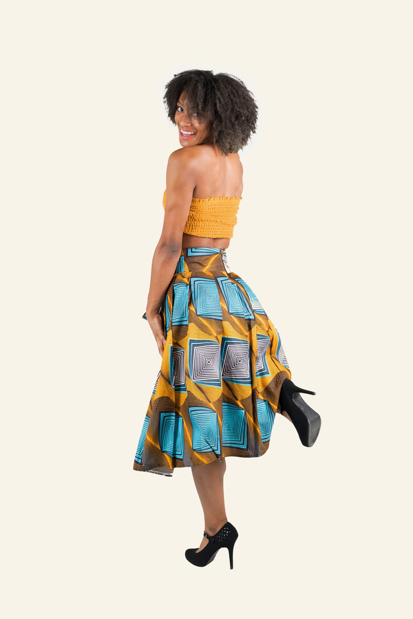 African Print Apo Midi Skirt - Oludan