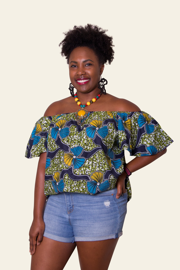 African Print Blue Abieyuwa Top