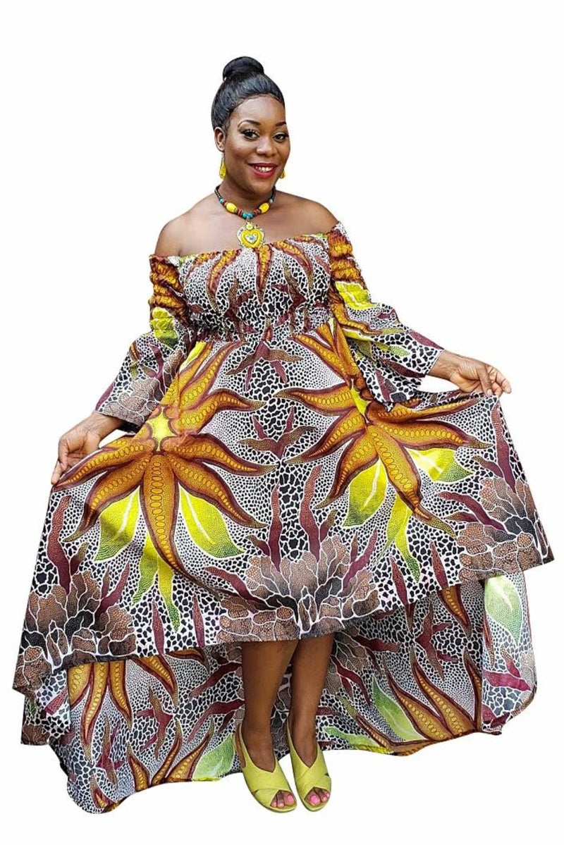 African Print Orinoks High Low Dress - Oludan