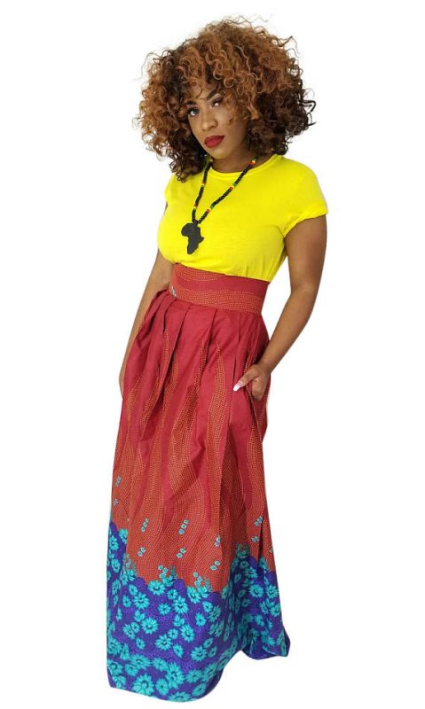 African Print Bimbo Maxi Skirt - Oludan