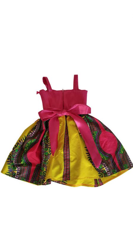 African Print Yellow Dashiki Dress For Girls - Oludan