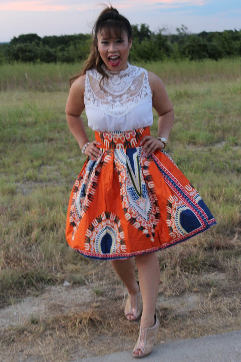 African Print Sharifa Midi Skirt - Oludan