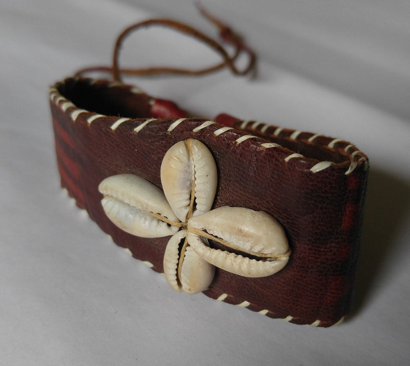 African Leather Cowrie Vintage Bracelet - Oludan