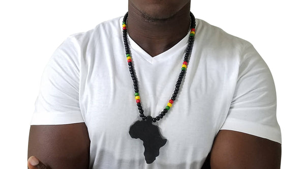 Map Of Africa Necklace With Reggae Colors - Oludan