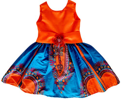 African Print Dashiki Sere Midi Dress For Girls - Oludan