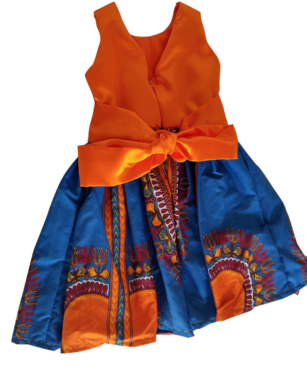 African Print Dashiki Sere Midi Dress For Girls - Oludan