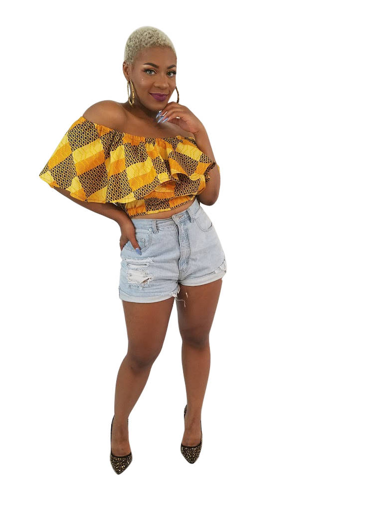 African Print Yeside Cropped Top - Oludan