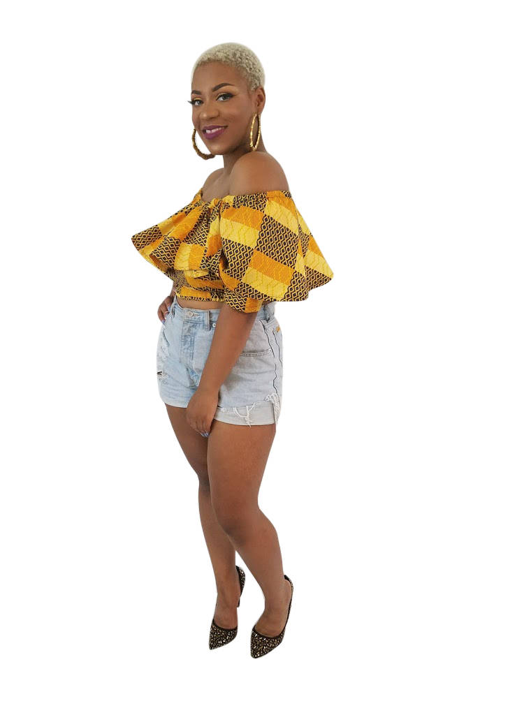 African Print Yeside Cropped Top - Oludan