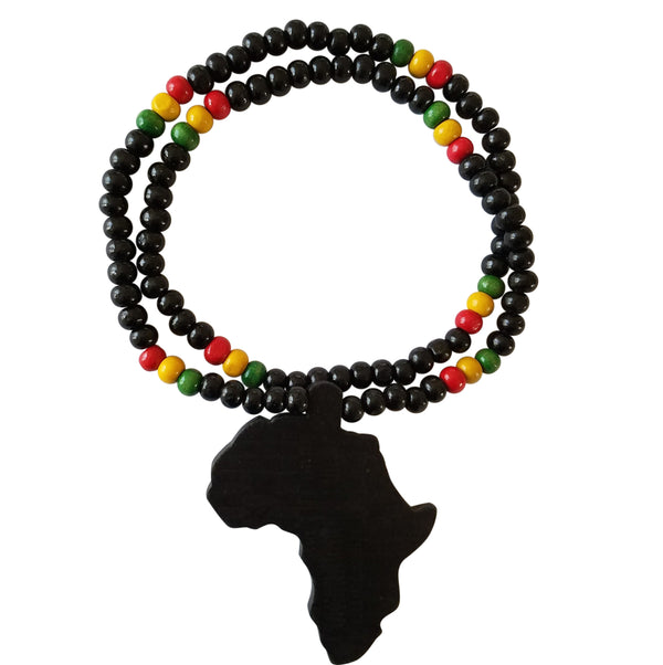 Map Of Africa Necklace With Reggae Colors - Oludan