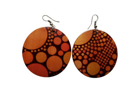 Leona Wooden African Earrings (Brown) - Oludan