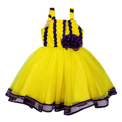 African Print Roli Dress for Girls  (Yellow/Purple) - Oludan