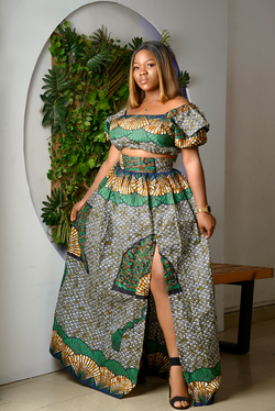 African Print Ebere Cropped Top And Maxi Skirt Set