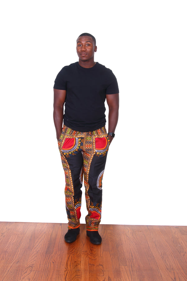 African Print Black Dashiki Pants For Men - Oludan