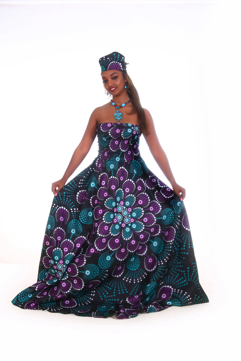 African Print Ethiopatra Maxi Dress - Oludan