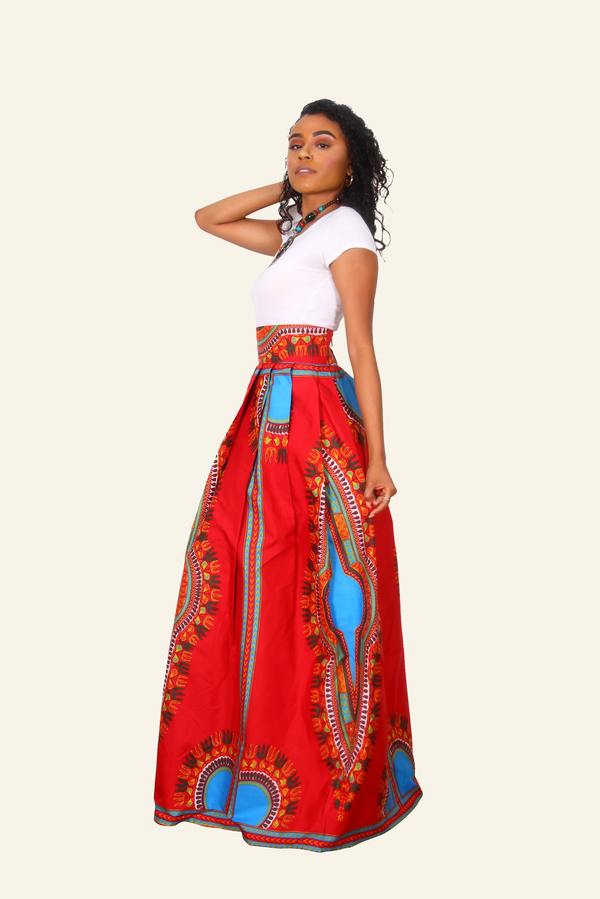 African Print Rada Dashiki Maxi Skirt - Oludan