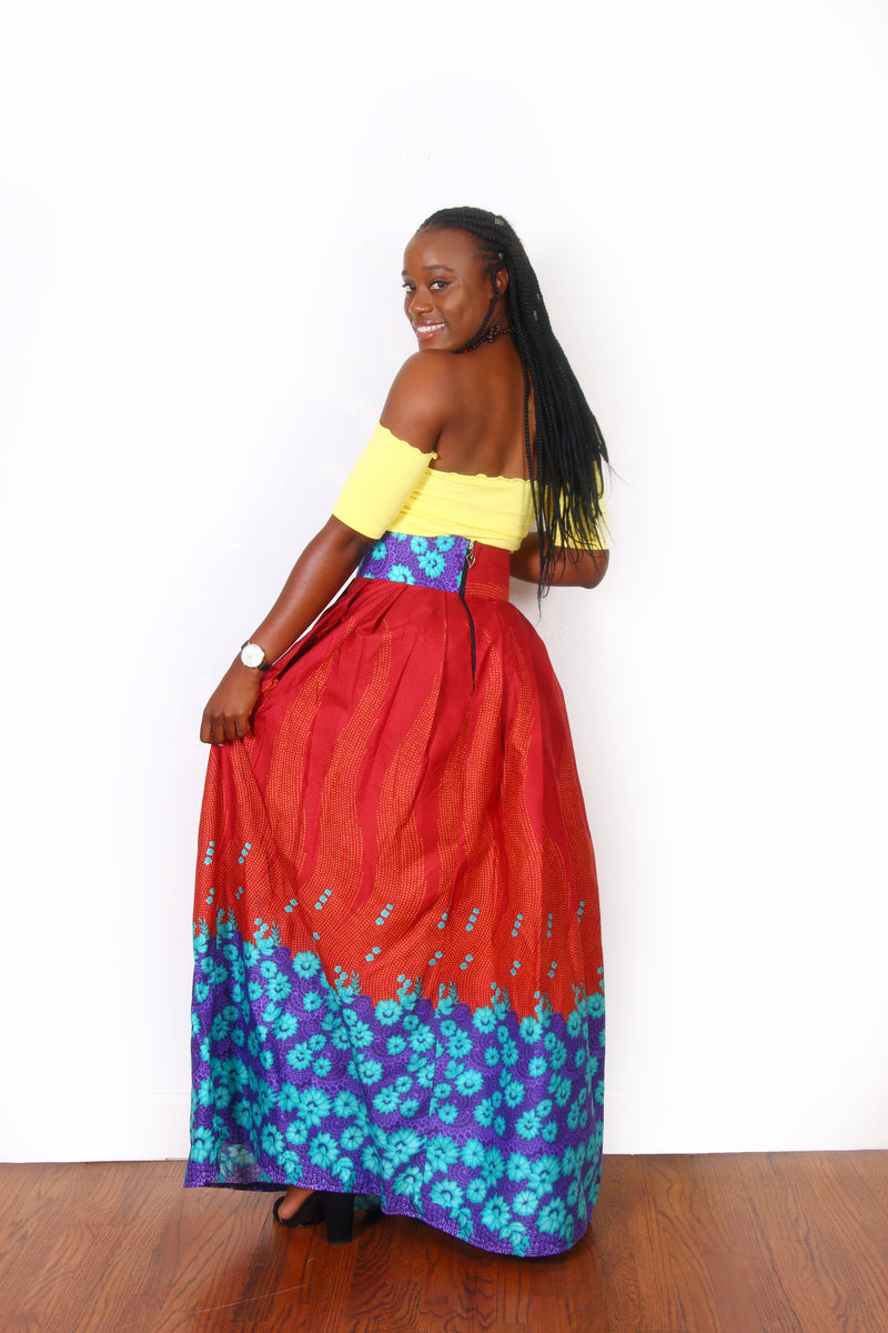 African Print Bimbo Maxi Skirt - Oludan