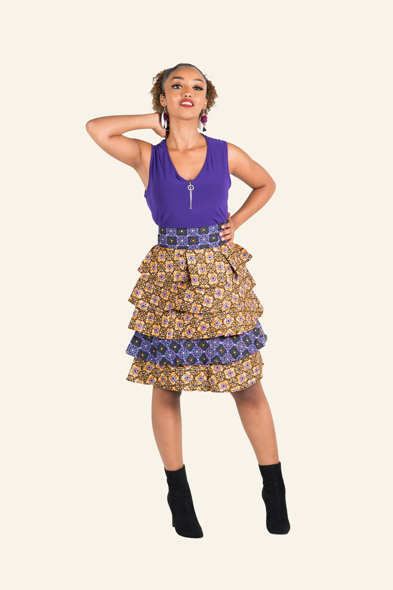 African Print Akunna Midi Skirt - Oludan