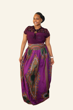 African Print Edu Dashiki Maxi Skirt - Oludan