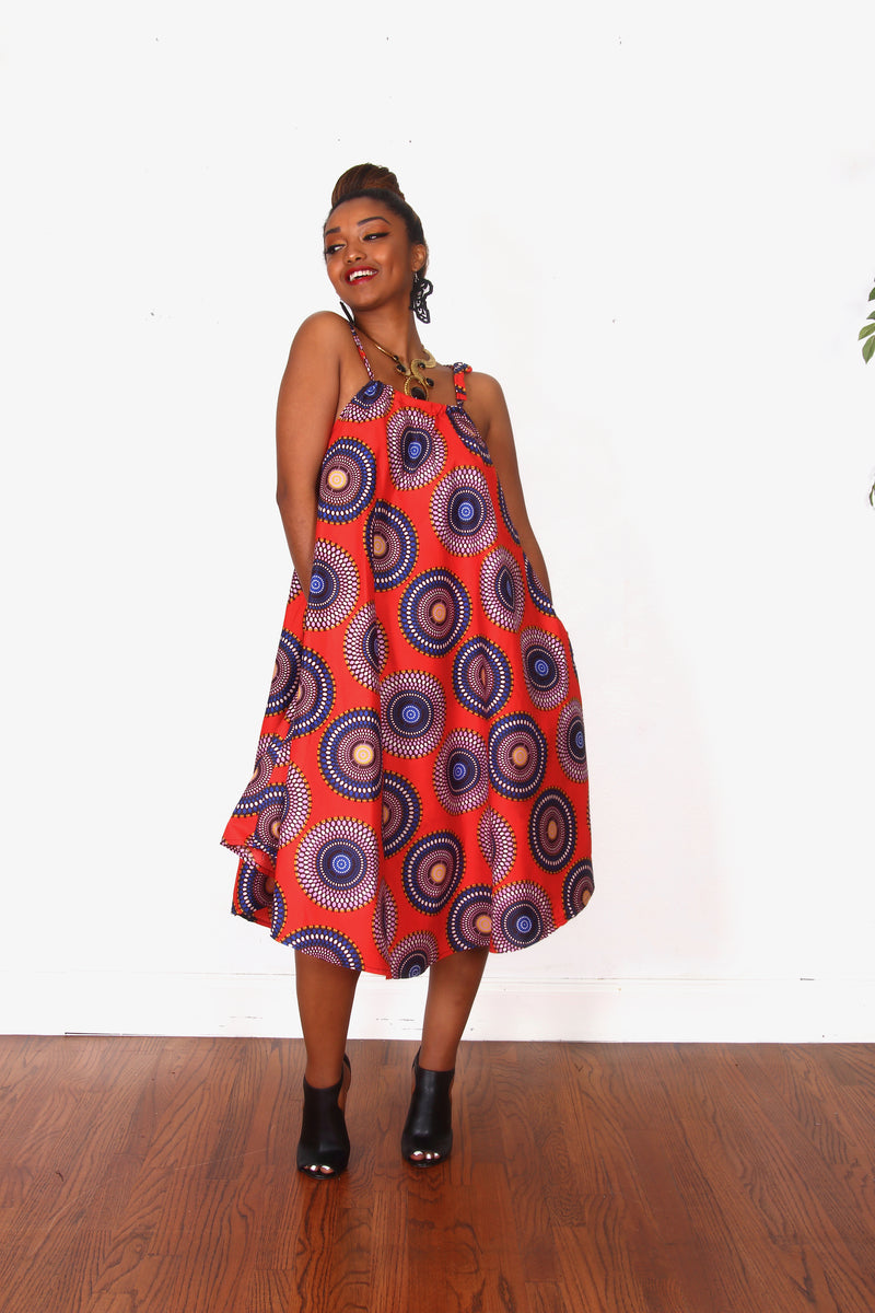 African Print Yena Midi Dress - Oludan