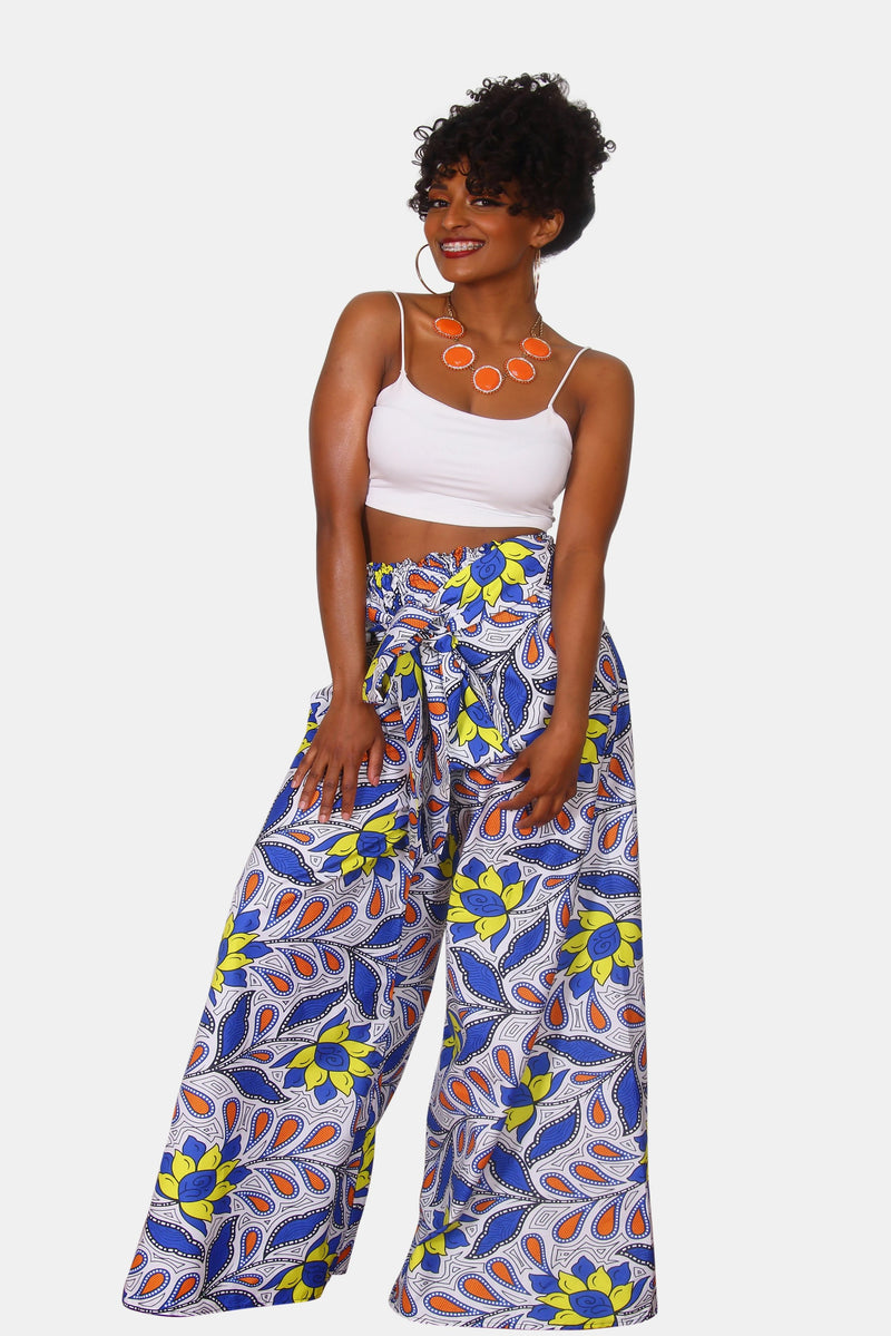 African Print Flora Palazzo Pants - Oludan